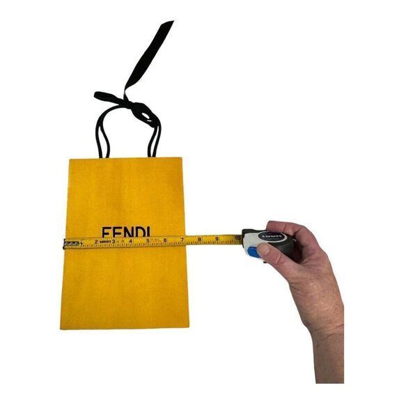 Fendi Yellow Shopping Bag w/ Black Ribbon Handles Authentic 7x9.75 Gift Storage - Picture 3 of 4